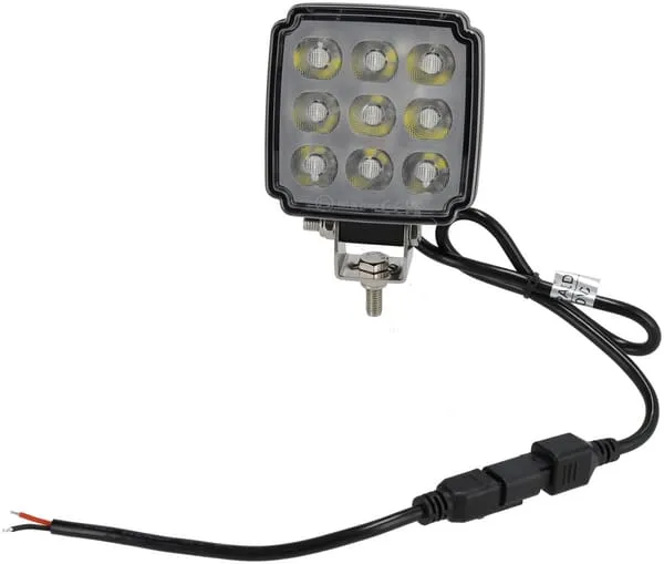 Pracovní světlo LED, 27 W, 3420 lm, čtvercové, bílé, 96,5x48,5x124,5 mm, 2pólový konektor Deutsch, širokoúhlé, Kramp