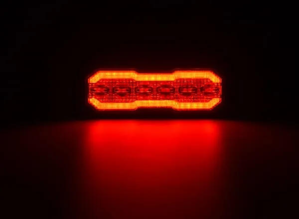 Blikající výstražné světlo / zadní poziční světlo LED, obdélníkové, 12/24 V, oranžová/červená, 129x41x14 mm, 12/42 LED, Kramp