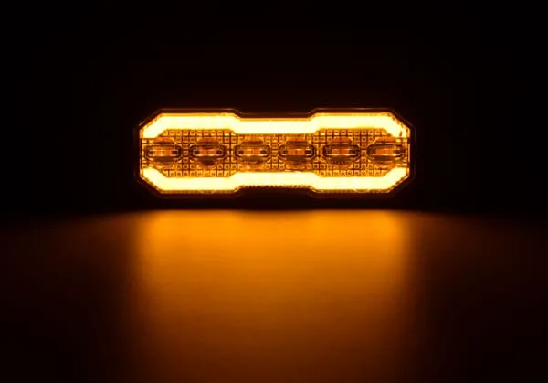 Blikající výstražné světlo / boční obrysové světlo LED, obdélníkové, 12/24 V, oranžová/oranžová, 129x41x14 mm, 12/42 LED, Kramp