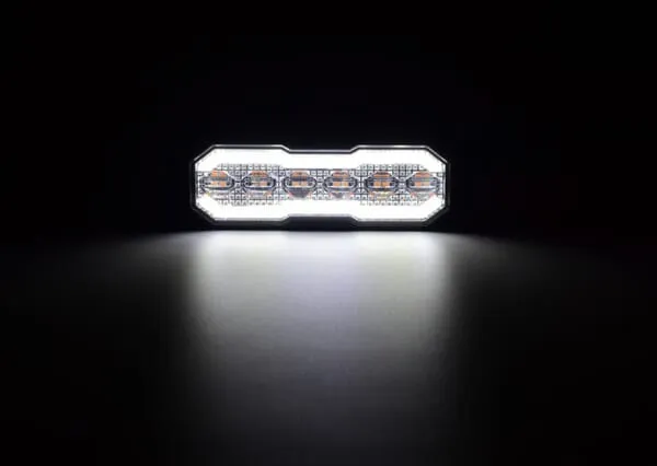Blikající výstražné světlo / přední poziční světlo LED, obdélníkové, 12/24 V, oranžová/bílá, 129x41x14 mm, 12/42 LED, Kramp