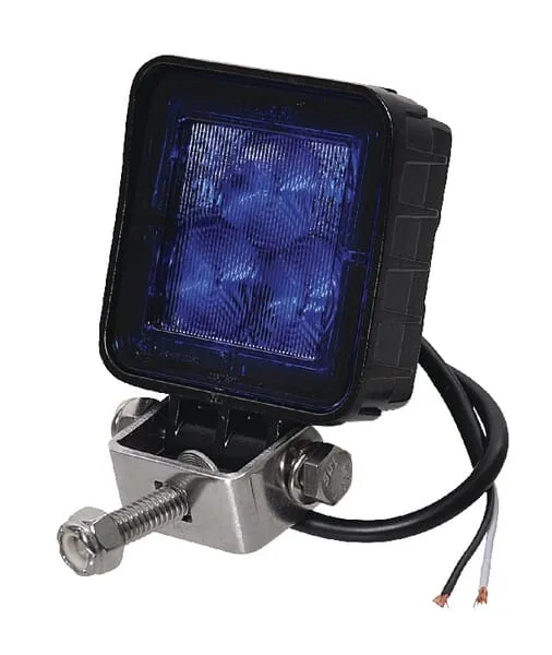 Pracovní světlo LED 8 W, 720 lm, čtvercové, 12/24/30 V, modré, 70x70 mm, širokoúhlé, Kramp