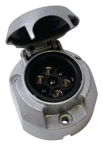 7pólová zásuvka, povrchová montáž, 12 V, kov
