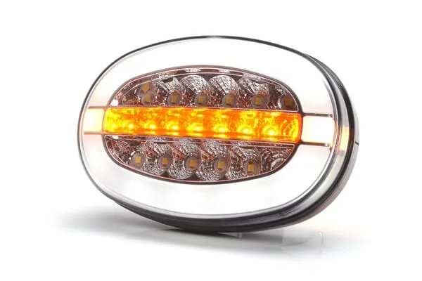 Multifunkční přední LED světlo, oválné, s opakováním, 12-24 V, 136,4x91x40 mm