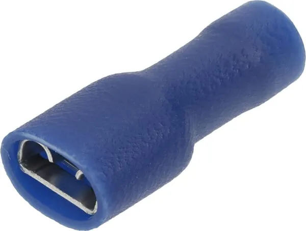 Plochý konektor izolovaný, modrý, 1,5-2,5 mm² 6,3 mm, 100 ks
