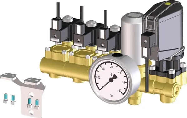 Braglia - elektrická regulační armatura, 2 šířky dílu s ovládáním kpl.