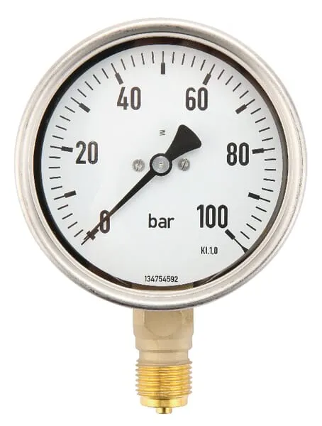 Manometr Ø100 0-100bar ½" unte