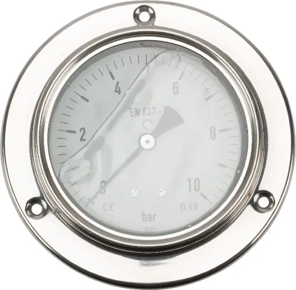 Tlakoměr, Ø panelu 100 mm, 0–10 bar, 1/2"