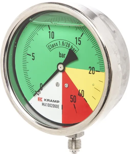Manometr Ø100mm 0-20-40-60 1/4" BSP spodní připojení