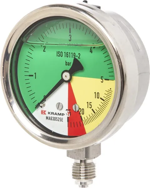 Manometr Ø63mm 0-5-20-25 1/4" BSP spodní připojení