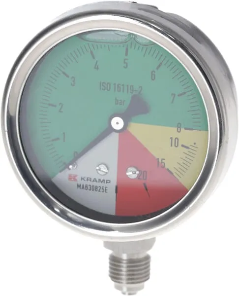 Manometr Ø63mm 0-8-15-25 1/4" BSP spodní připojení