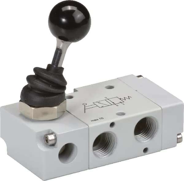 3/2cestný ruční pákový ventil, aretační