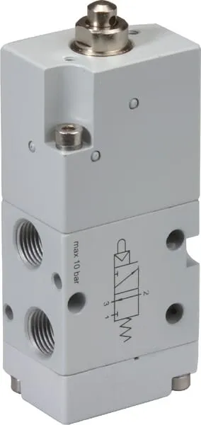 3/2cestný ventil se zdvihátkem, monostabilní s nastavením se zpětnou pružinou