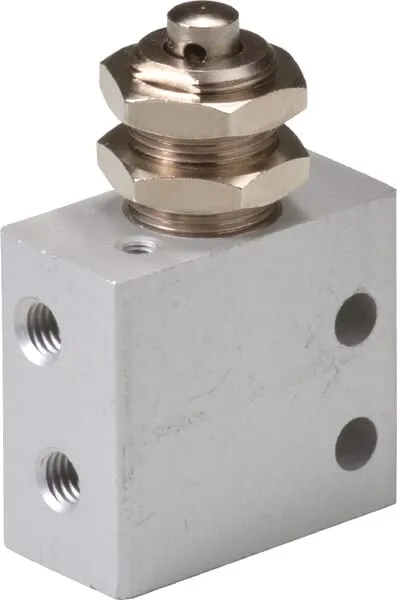 3/2cestný mikroventil se zdvihátkem pro montáž do panelu, monostabilní s nastavením se zpětnou pružinou