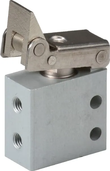 3/2cestný mikroventil s kyvnou pákou, monostabilní s nastavením se zpětnou pružinou, se servořízením