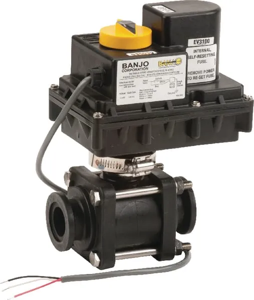 Banjo, elektrické kulové ventily, 2cestné, (s přírubovými spojkami)