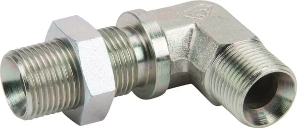 Přepážkové šroubení 90°, vnější závit BSP x vnější závit BSP