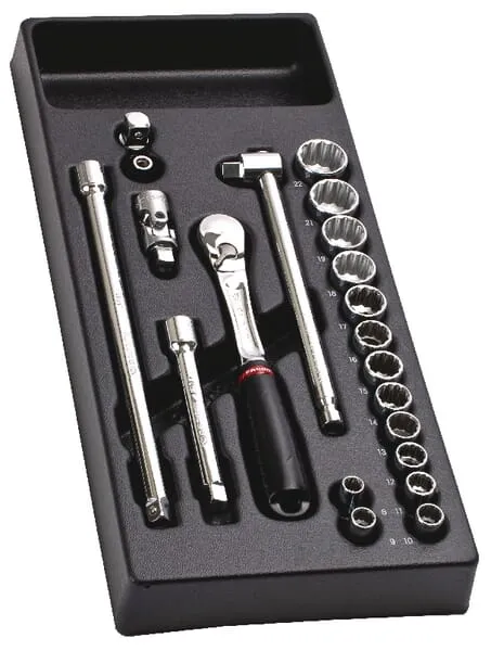 MOD.JL112 Modul s 3/8" 12hrannými nástrčnými klíči a řehtačkovým klíčem"