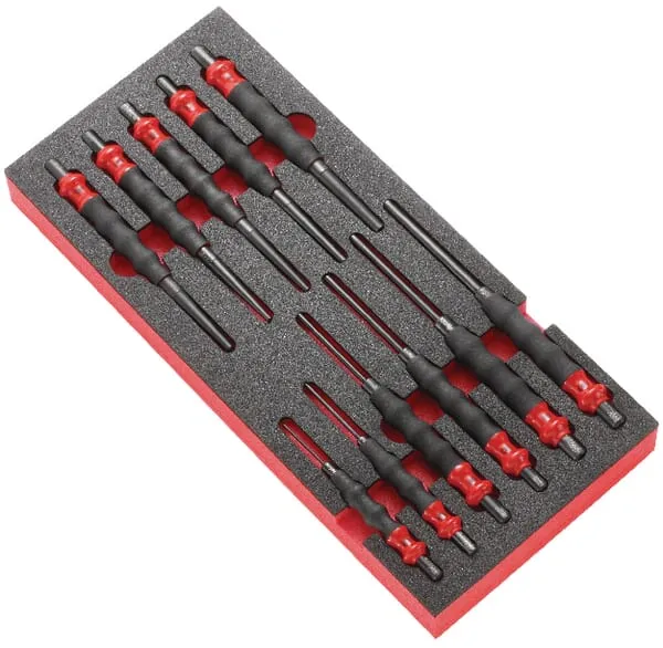 MODM.CG Moduly s vytloukači závlaček s rukojetí, ve vložce z pěnové hmoty