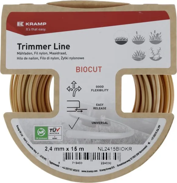 Žací struna Ø 2,4x15 m, kulatá, Kramp Biocut Starch