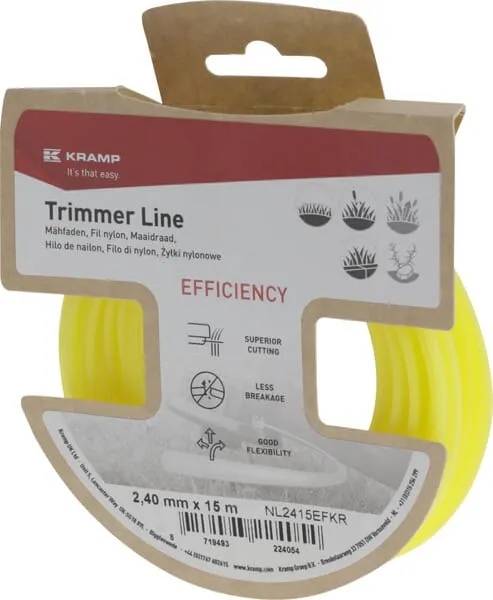 Žací struna Ø 2,4x15 m, kulatá, žlutá, Kramp Efficiency
