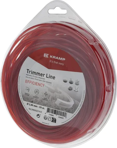 Žací struna Ø 2,4 mm 69 m, hranatá, červená, Kramp Efficiency