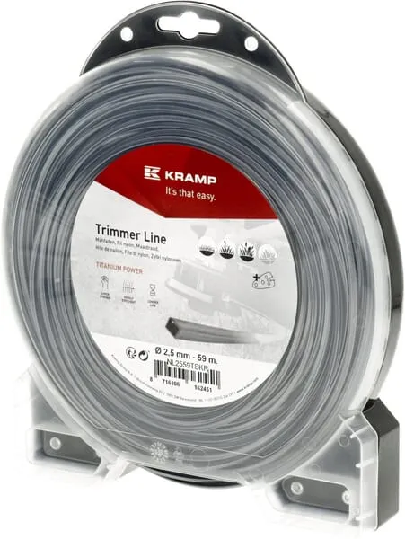 Žací struna Ø 2,5mm 59m čtyřhranná Titanium Power šedá Kramp