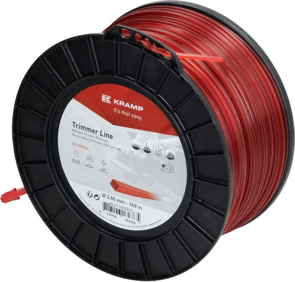 Žací struna Ø 2,65mm 169m čtyřhranná červená Kramp