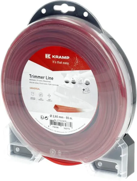 Žací struna Ø 2,65mm 55m čtyřhranná červená Kramp