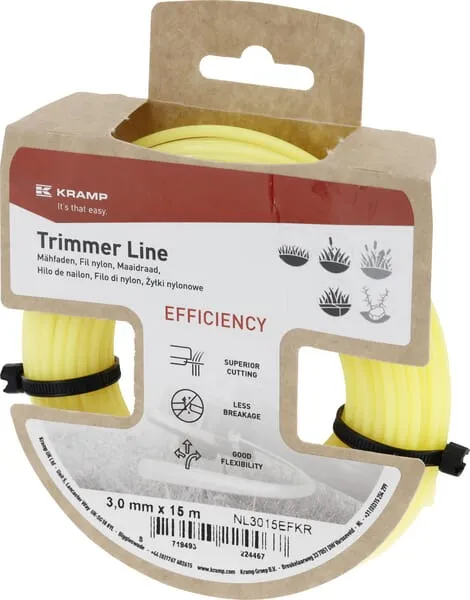 Žací struna Ø 3,0x15 m, kulatá, žlutá, Kramp Efficiency