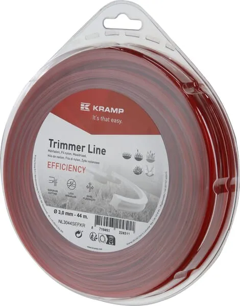 Žací struna Ø 3 mm 44 m, hranatá, červená, Kramp Efficiency