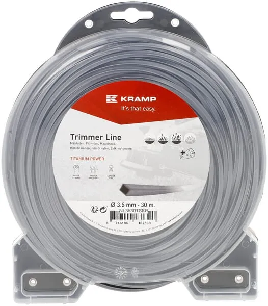 Žací struna Ø 3,5mm 30m čtyřhranná Titanium Power šedá Kramp