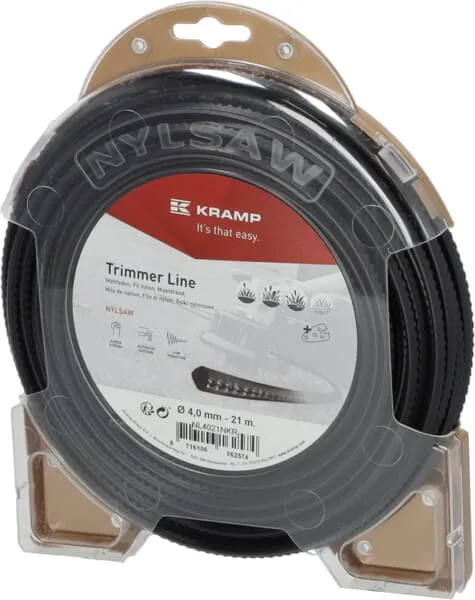Žací struna Nylsaw Ø 4 mm 21 m čtyřhranná černá Kramp