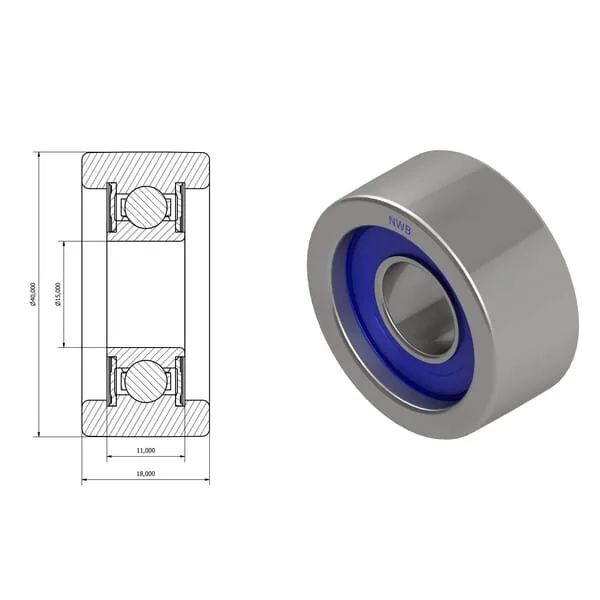 Kolejový válec 15x40x18 mm, Kramp