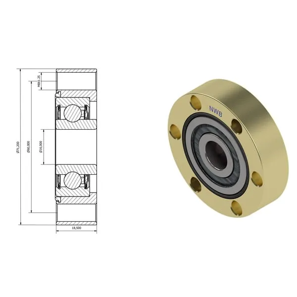 Kuličkové ložisko 16x71,2x18,5 mm, Kramp