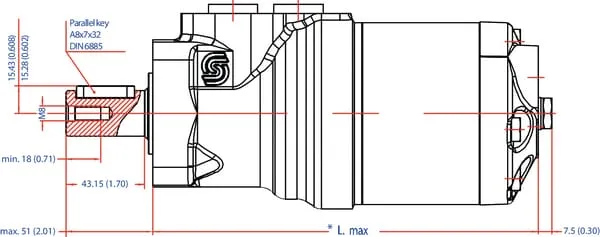 Hydraulický rotační motor typu OMR s připojením odtékajícího oleje,W.Ø25