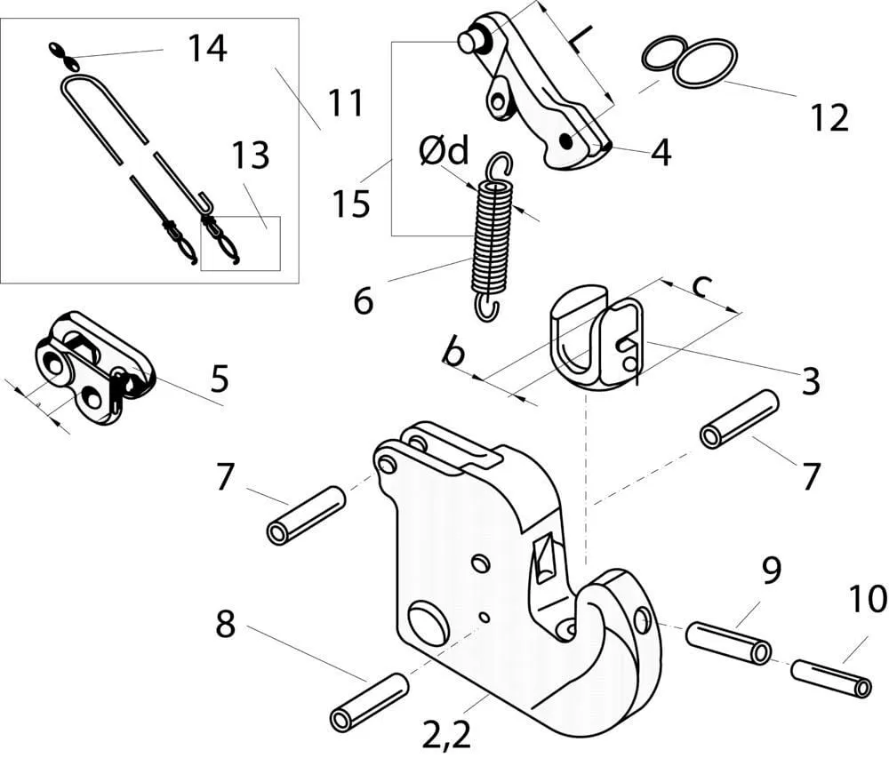 Náhradní díly pro hák spodního ramene Claw Hitch kat. (...) 2 Walterscheid