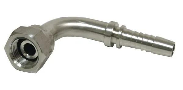 Koncovka pro výrobu hadice z ušlechtilé oceli DKR/PF 90° převlečná matice BSP s těsnicí hlavicí 60°