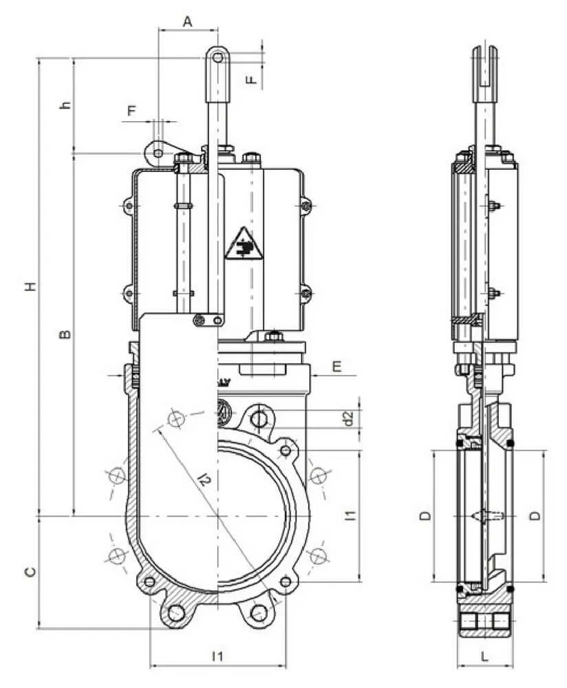 Originální deskové šoupátko MZ s dvojčinný pneumatický válec