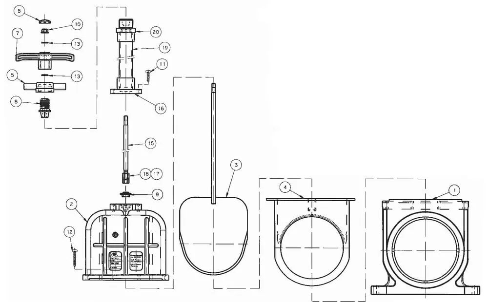 PVC-U Uzavírací šoupátka s lepicími hrdly a rozšíření DN 100/150/200 - Náhradní díly