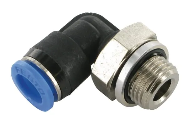 L-zásuvné šroubení výkyvné s vnějším G závitem a vnějším šestihranem MECS