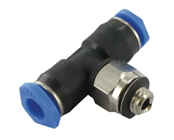 Nástrčné T-šroubení výkyvné s vnějším závitem a vnějším šestihranem mini MTC