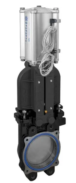 RIV 122 Nožové šoupátko GLADIO s dvojčinným pneumatickým válcem a snímači polohy