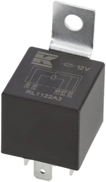 Minirelé 12 V, dvojitý kontakt, 2x 20 A, s držákem