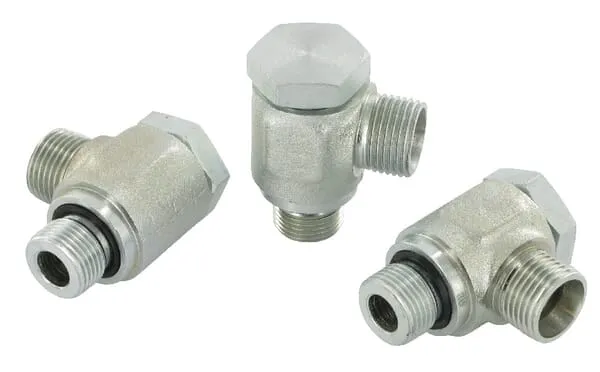 Úhlové duté spojky Banjo, šroubení BSP x metrické šroubení s řezným kroužkem, Kramp