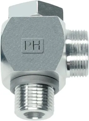 Duté spojky Banjo 90° z nerezové oceli, šroubení BSP x metrické šroubení s řezným kroužkem