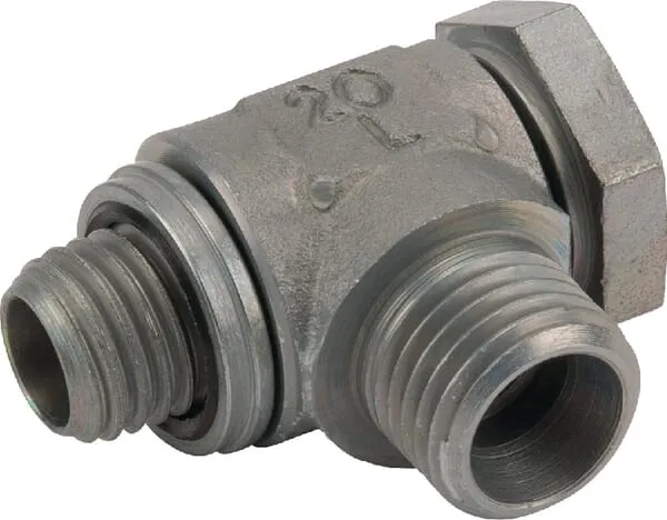 Úhlové duté spojky Banjo 90°, šroubovací přípojka metrická WD x přípojka s metrickým řezným kroužkem