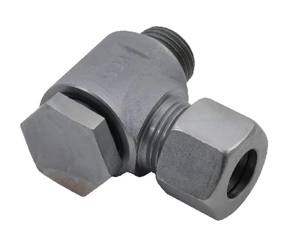 Úhlové duté spojky Banjo 90°, šroubovací přípojka metrická x přípojka s metrickým řezným kroužkem