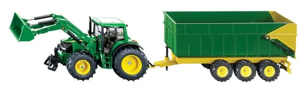 S01843 John Deere s čelním nakladačem a přívěsem