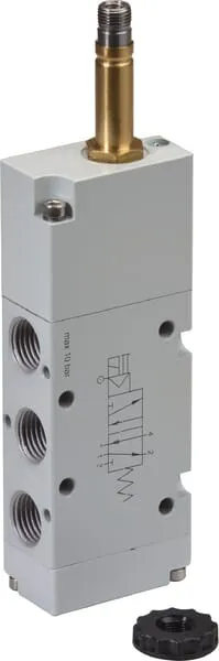 5/2cestný magnetický ventil, monostabilní s nastavením se zpětnou pružinou, se servořízením