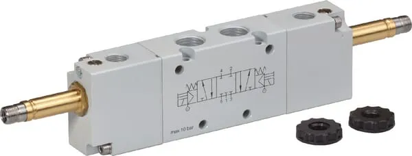 5/3cestný magnetický ventil, uzavřená střední poloha, se servořízením